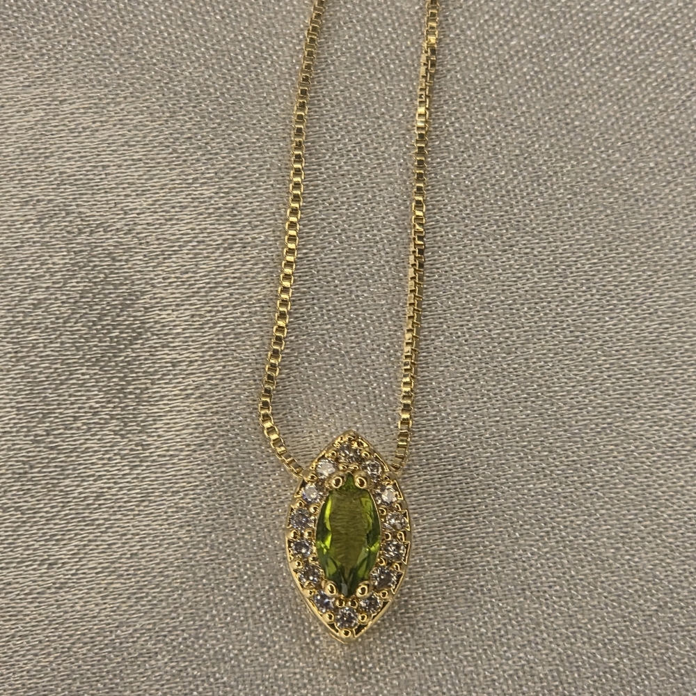 NWT Gold Filled Evil Eye Green Necklace